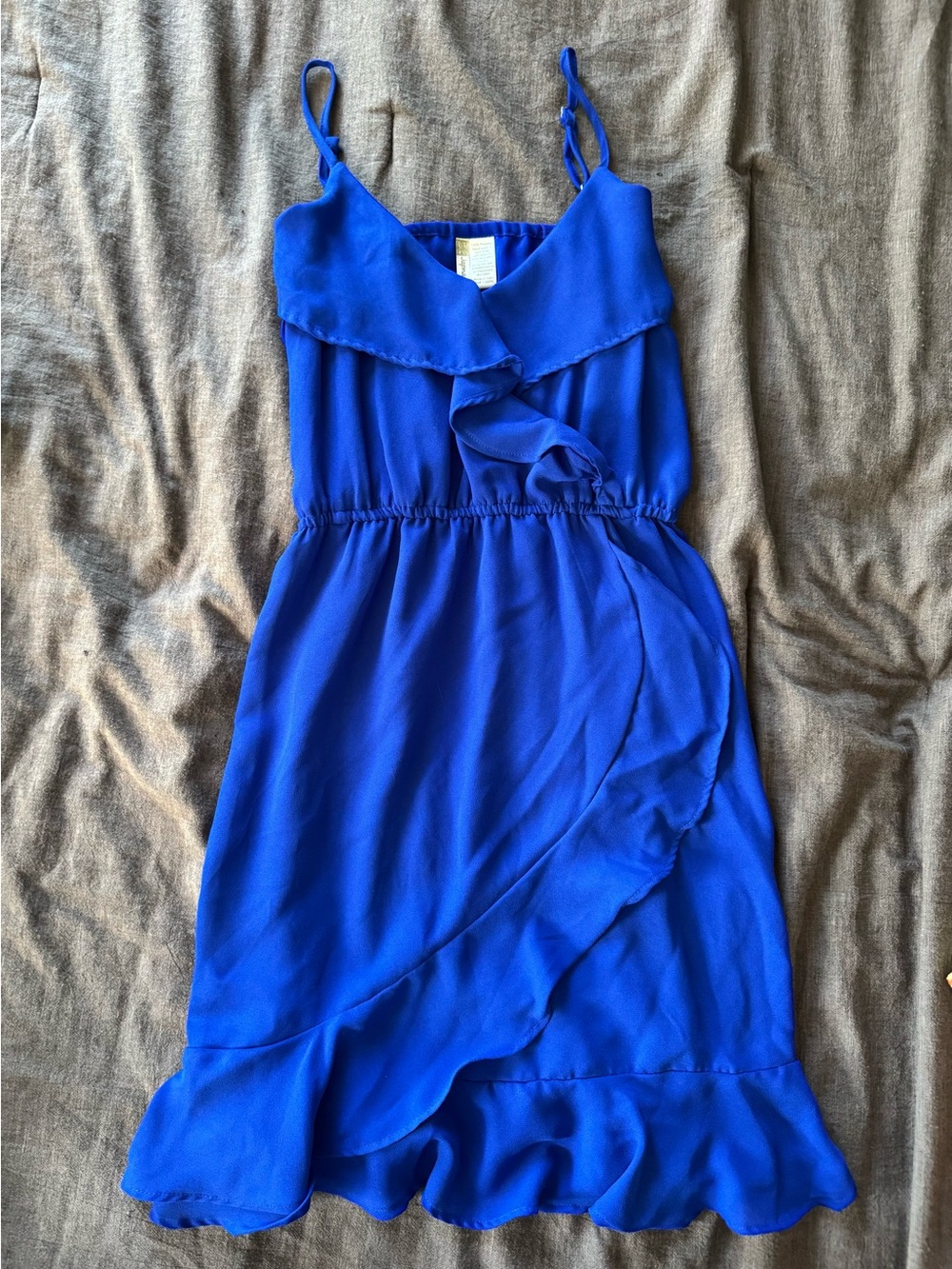 Japna Royal Blue Ruffle Wrap Mini Dress
